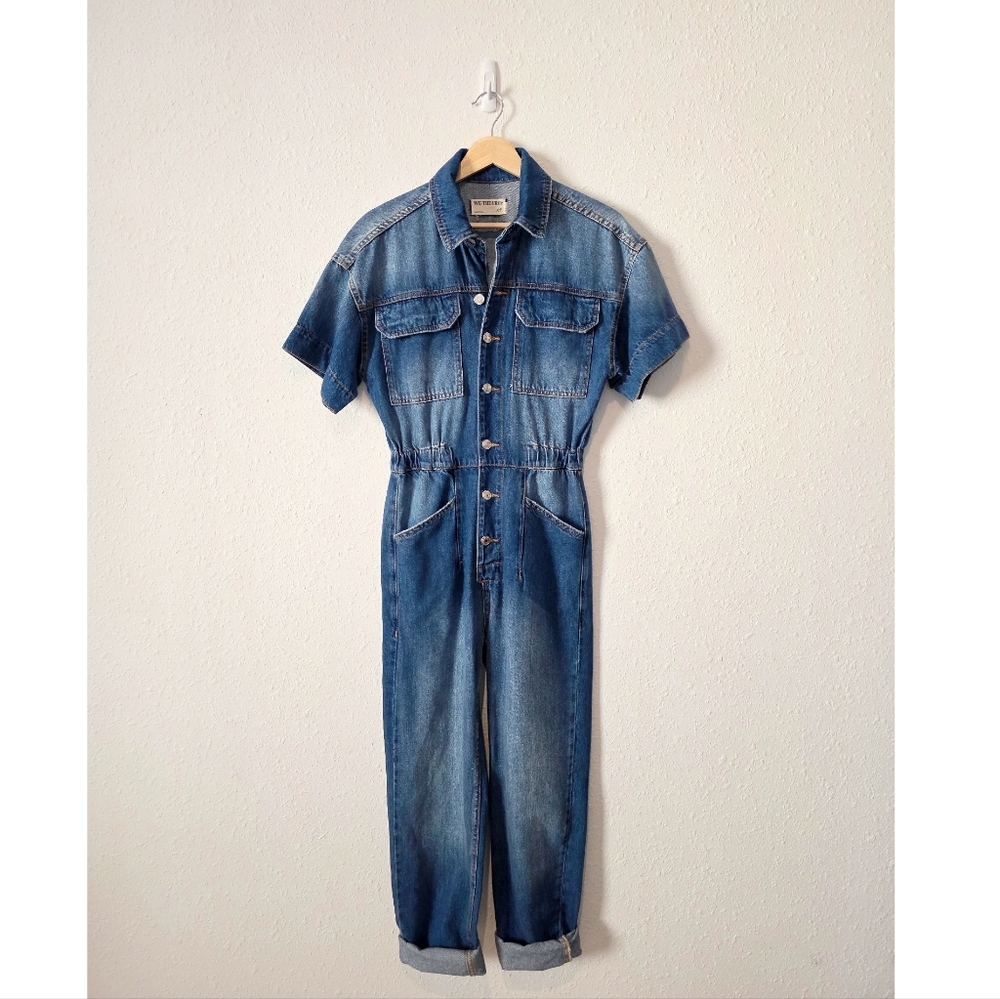 Free People Straight Denim Coveralls XS